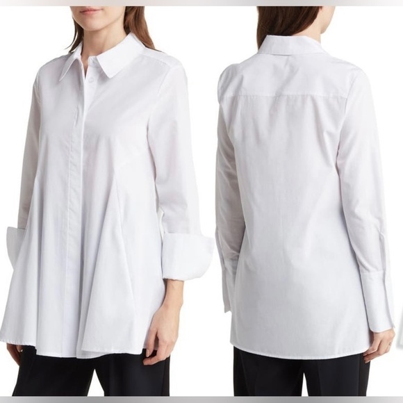 ELIE TAHARI white buttoned down shirt with long sleeves and collar. Size SP - Picture 1 of 4